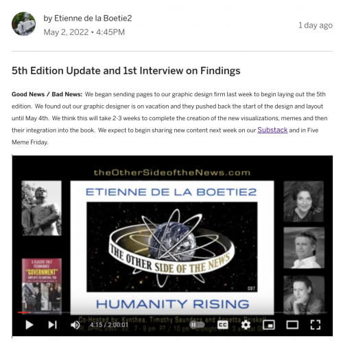 5th Edition Update and 1st Interview on Findings