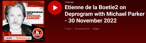 Etienne de la Boetie2 on Deprogram with Michael Parker