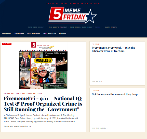 Five Meme Friday homepage at FiveMemeFri.org