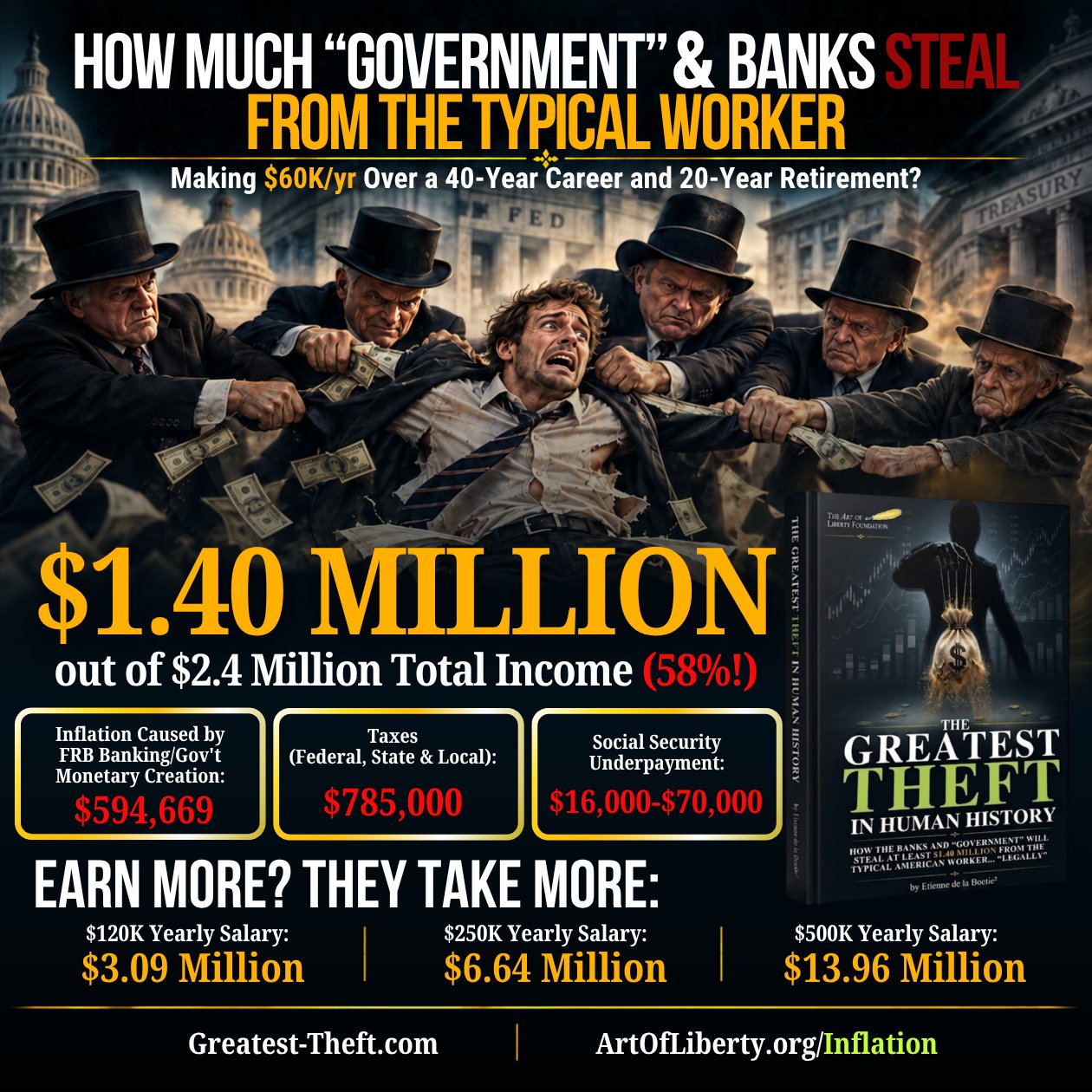 How much government and banks steal from the typical worker: $1.40 million